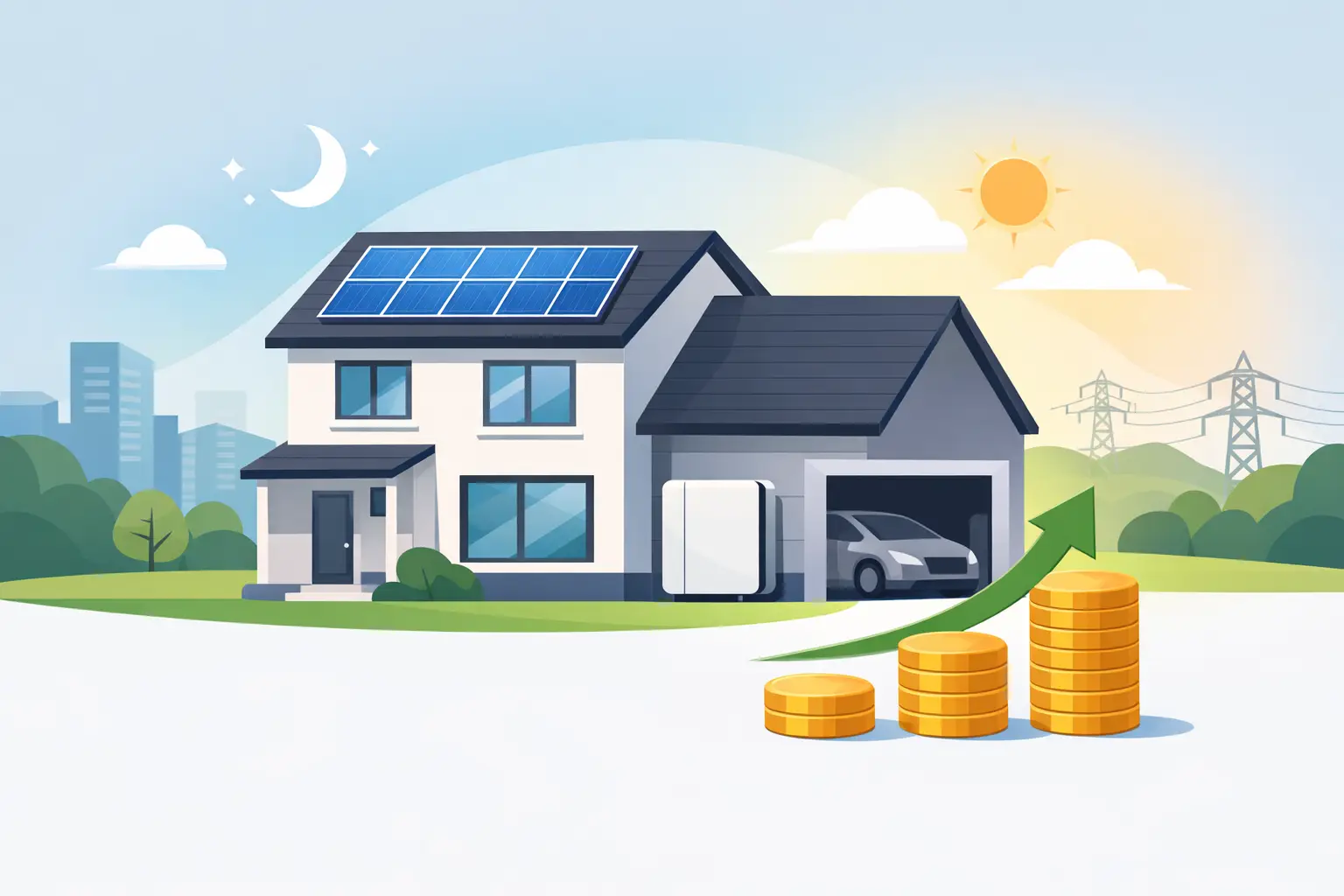 Home Battery Savings Example for 3-Bed House